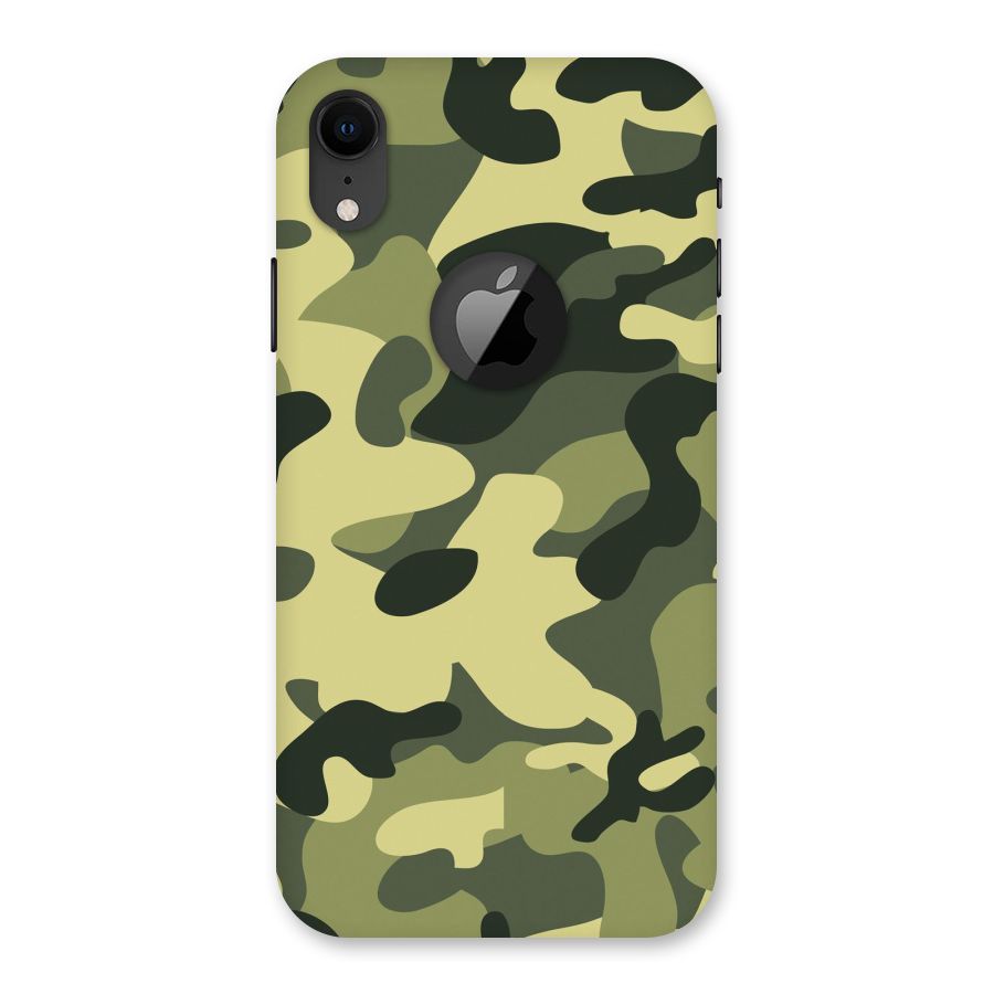Green Military Pattern Back Case for iPhone XR Logo Cut