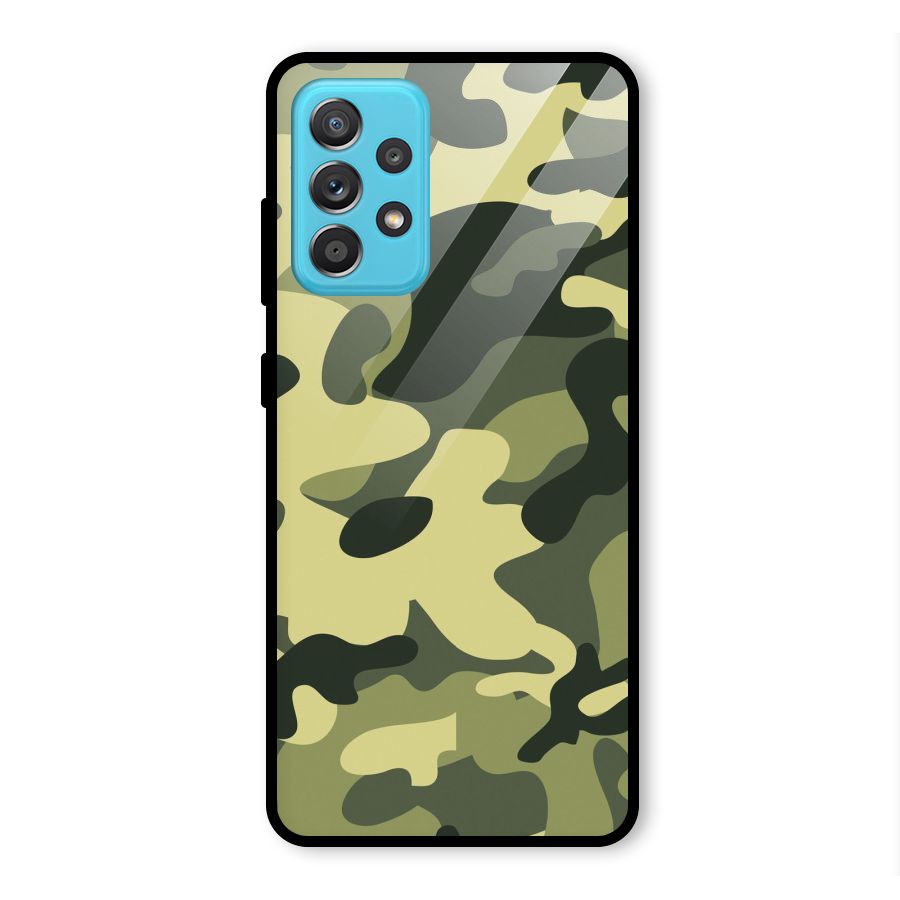 Green Military Pattern Glass Back Case for Galaxy A52