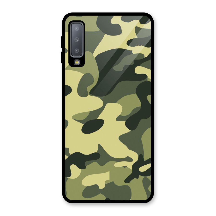Green Military Pattern Glass Back Case for Galaxy A7 (2018)