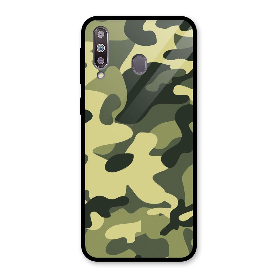 Green Military Pattern Glass Back Case for Galaxy M30