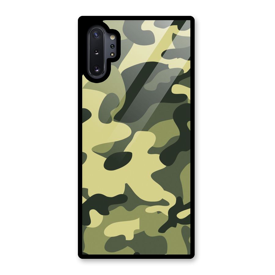 Green Military Pattern Glass Back Case for Galaxy Note 10 Plus