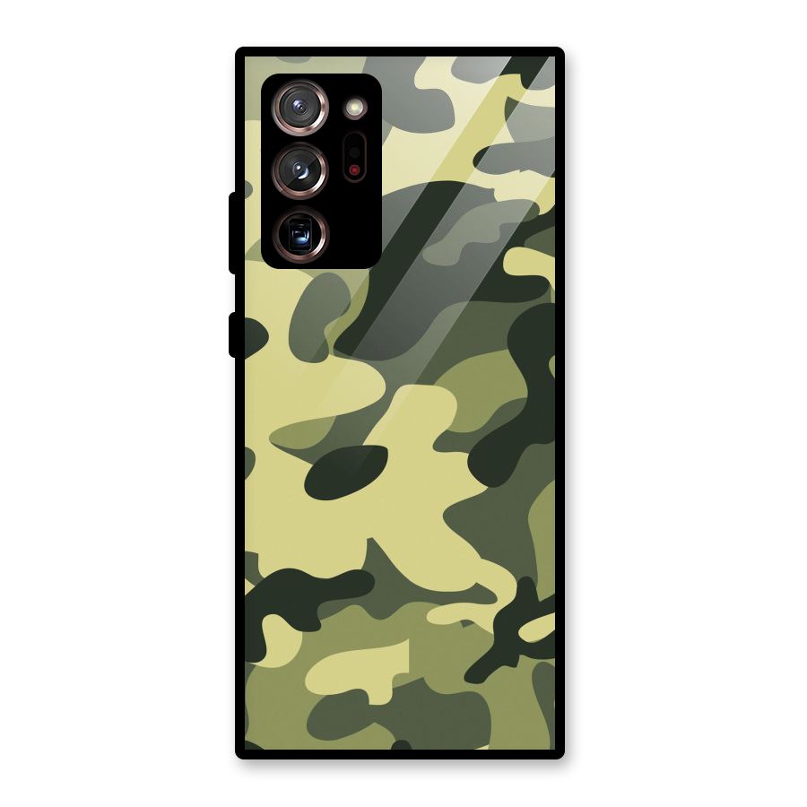 Green Military Pattern Glass Back Case for Galaxy Note 20 Ultra