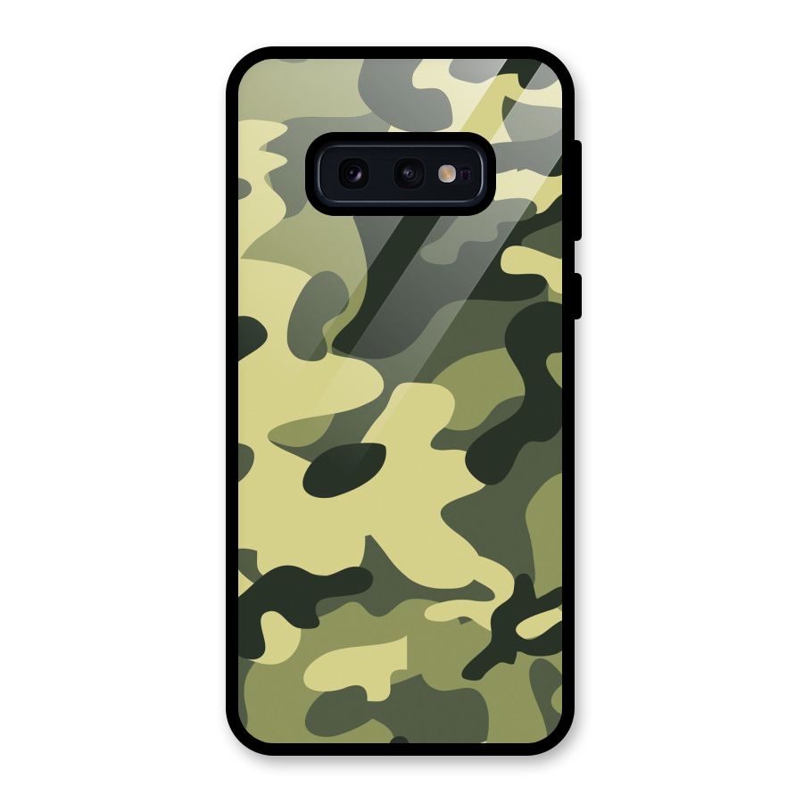 Green Military Pattern Glass Back Case for Galaxy S10e