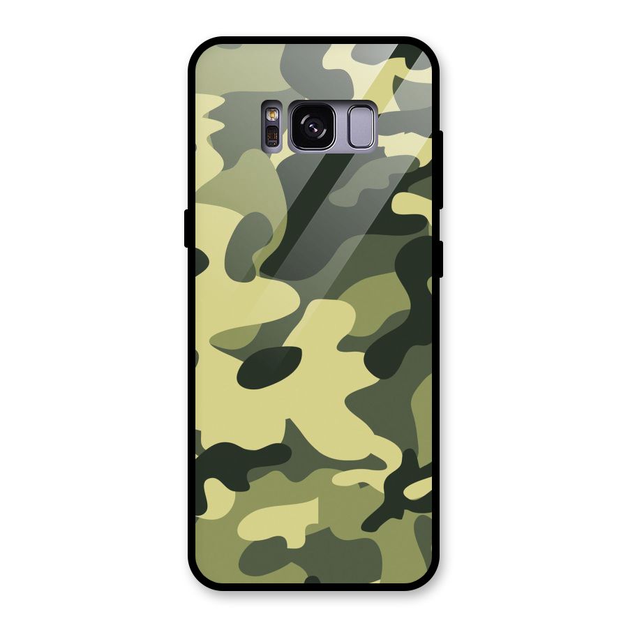 Green Military Pattern Glass Back Case for Galaxy S8