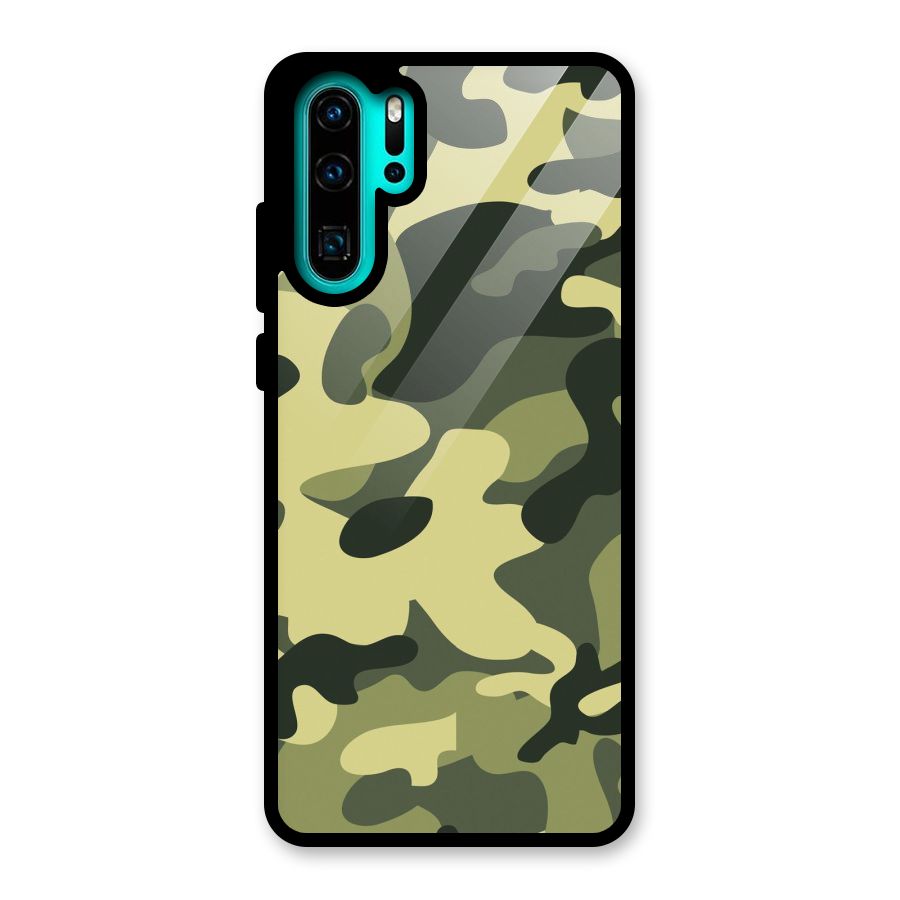 Green Military Pattern Glass Back Case for Huawei P30 Pro