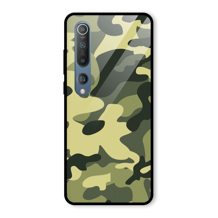 Green Military Pattern Glass Back Case for Mi 10