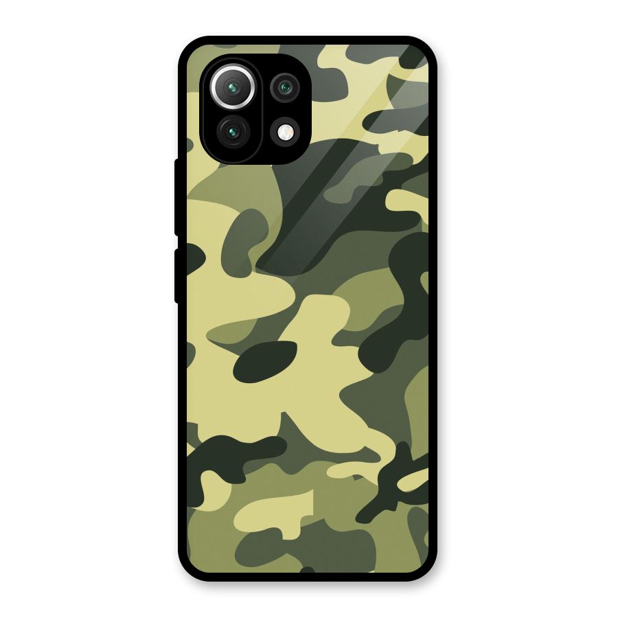 Green Military Pattern Glass Back Case for Mi 11 Lite NE 5G