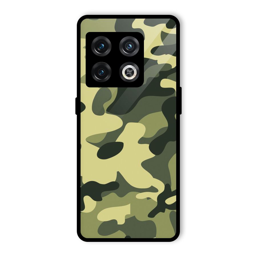 Green Military Pattern Glass Back Case for OnePlus 10 Pro 5G