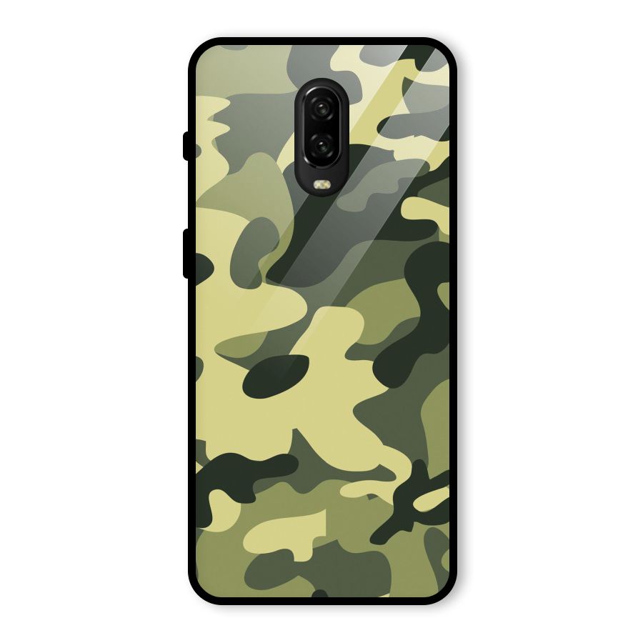 Green Military Pattern Glass Back Case for OnePlus 6T