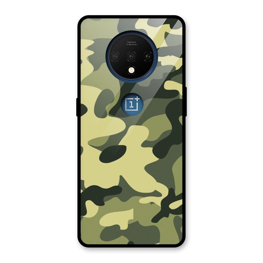 Green Military Pattern Glass Back Case for OnePlus 7T