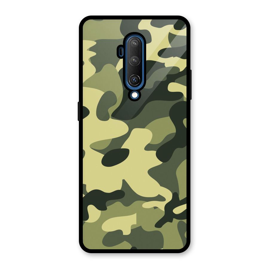 Green Military Pattern Glass Back Case for OnePlus 7T Pro