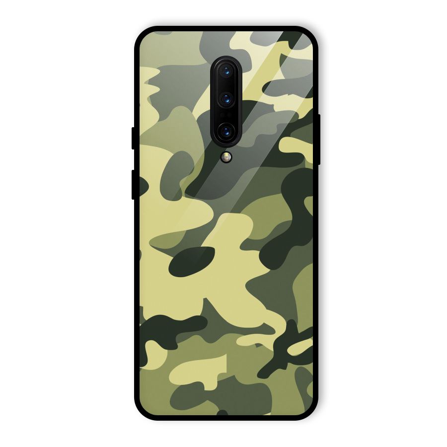 Green Military Pattern Glass Back Case for OnePlus 7 Pro