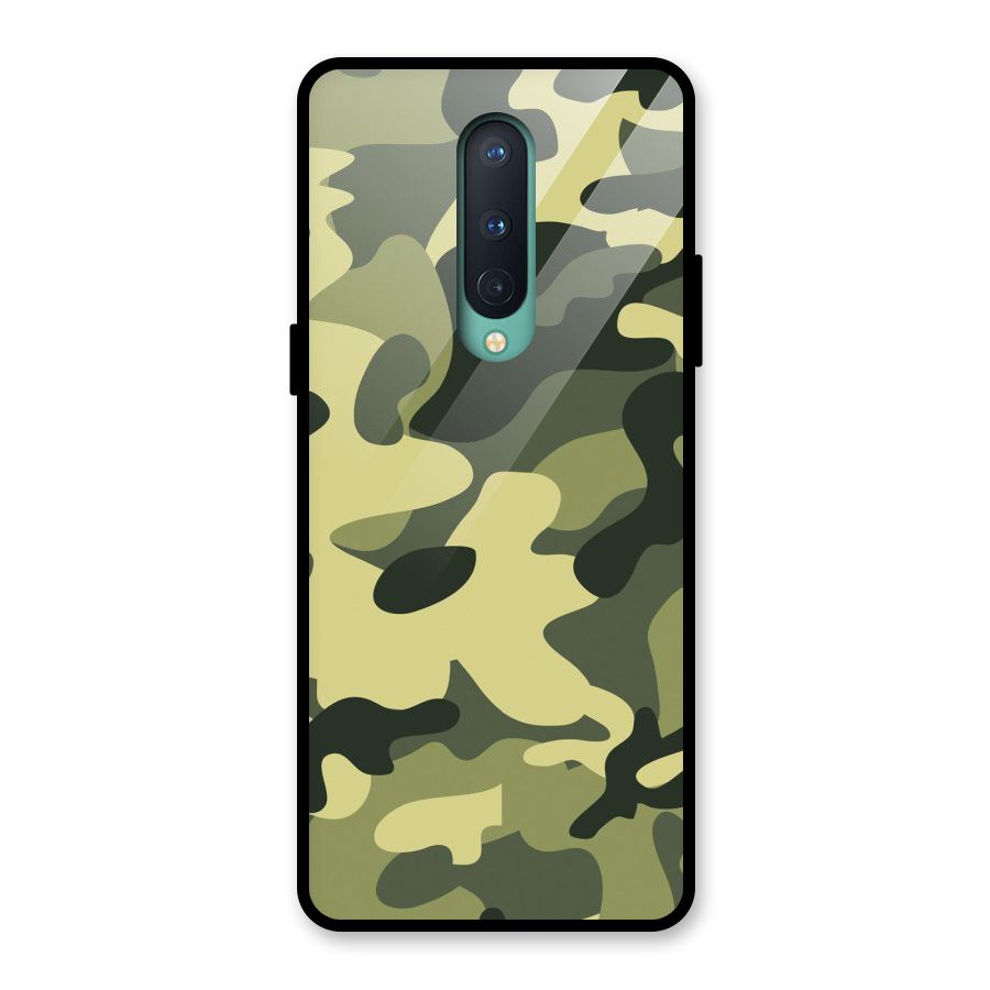 Green Military Pattern Glass Back Case for OnePlus 8
