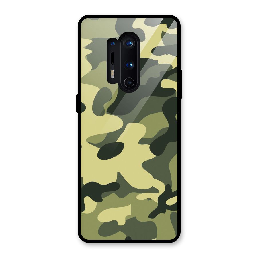 Green Military Pattern Glass Back Case for OnePlus 8 Pro