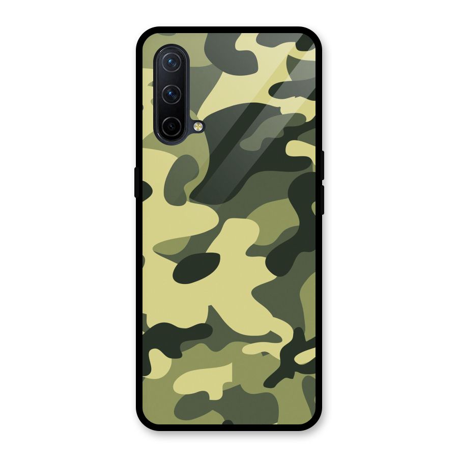 Green Military Pattern Glass Back Case for OnePlus Nord CE 5G