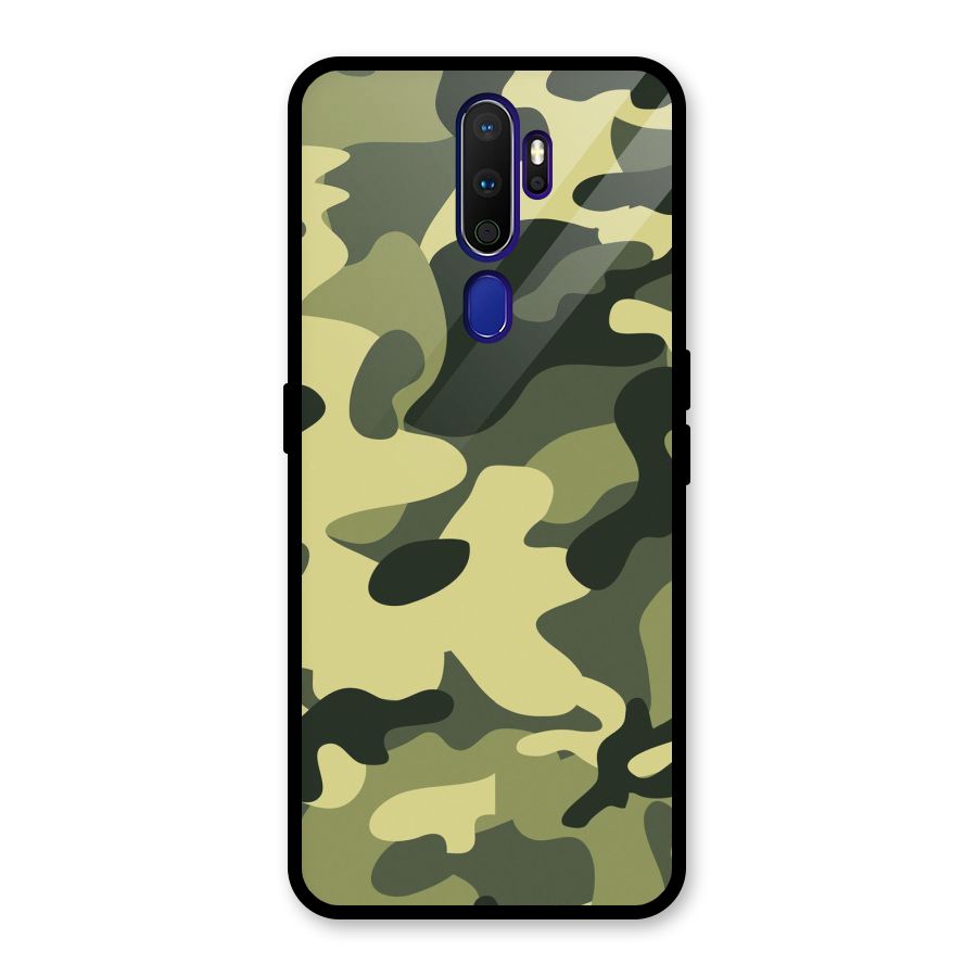 Green Military Pattern Glass Back Case for Oppo A9 (2020)