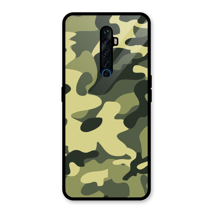 Green Military Pattern Glass Back Case for Oppo Reno2 Z