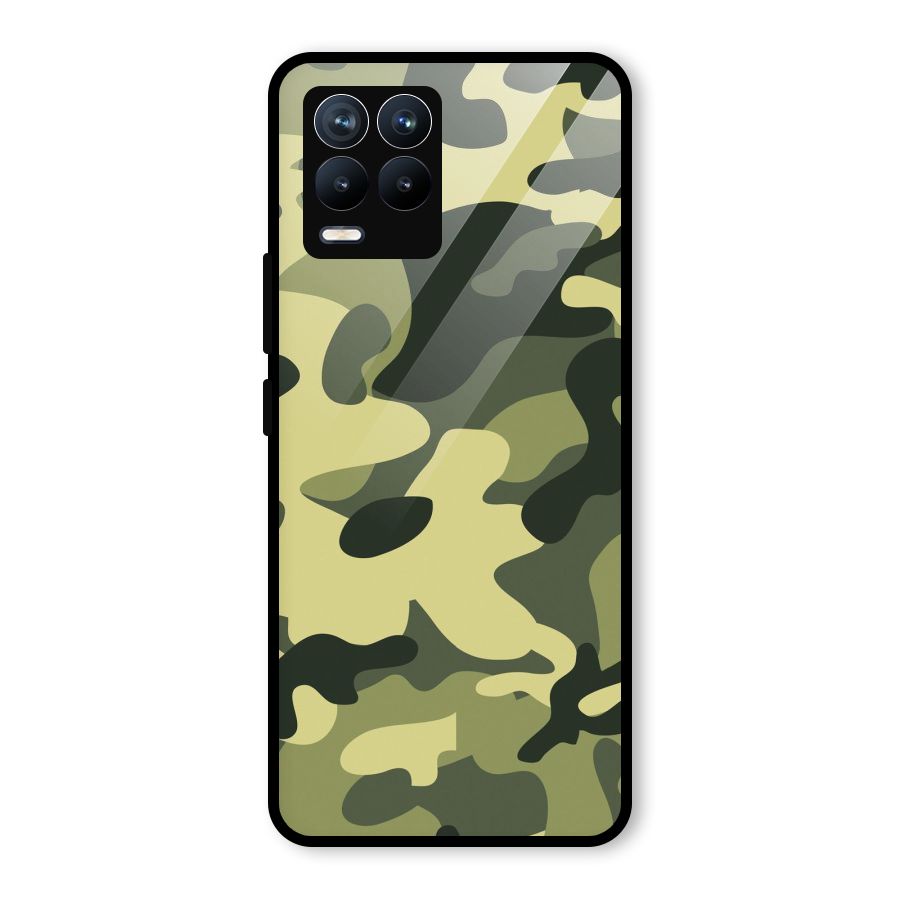 Green Military Pattern Glass Back Case for Realme 8 Pro