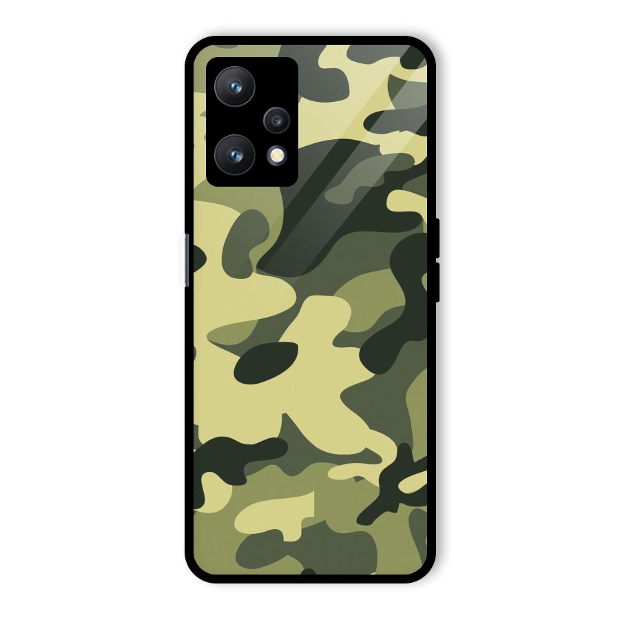 Green Military Pattern Glass Back Case for Realme 9 Pro 5G