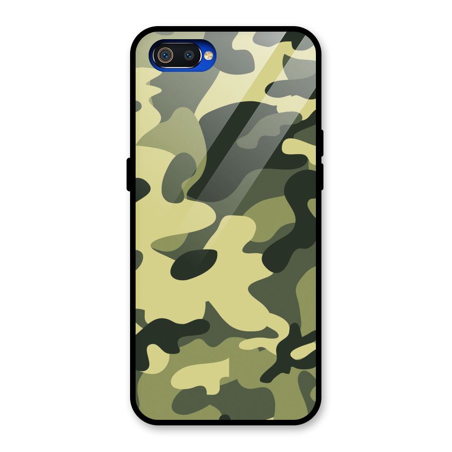 Green Military Pattern Glass Back Case for Realme C2