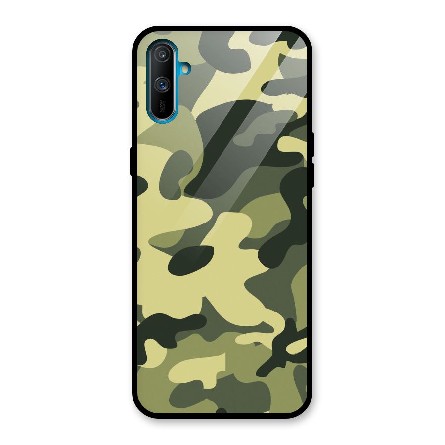 Green Military Pattern Glass Back Case for Realme C3