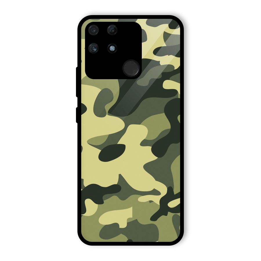 Green Military Pattern Glass Back Case for Realme Narzo 50A