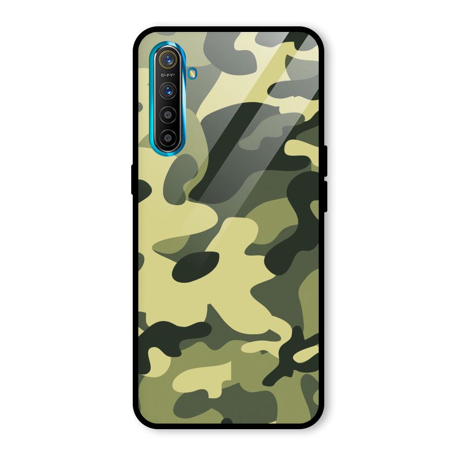 Green Military Pattern Glass Back Case for Realme X2