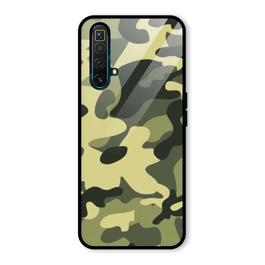 Green Military Pattern Glass Back Case for Realme X3 SuperZoom