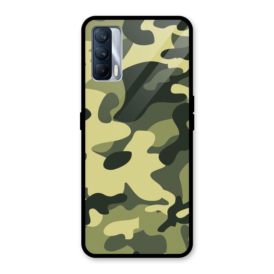 Green Military Pattern Glass Back Case for Realme X7
