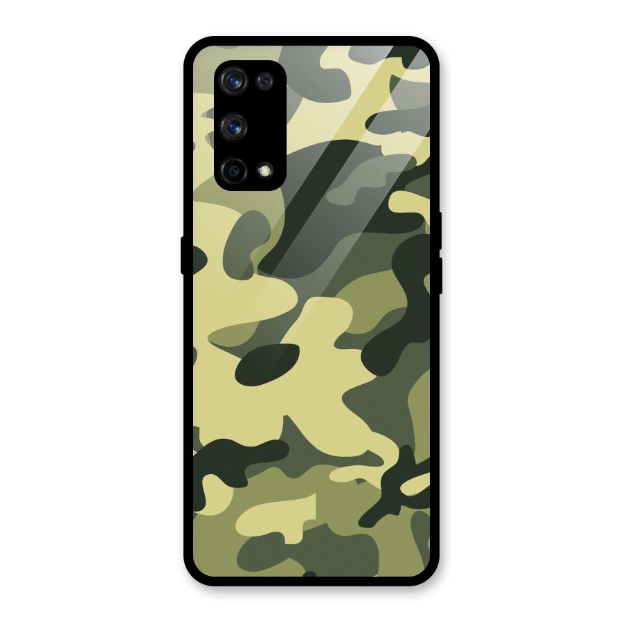 Green Military Pattern Glass Back Case for Realme X7 Pro