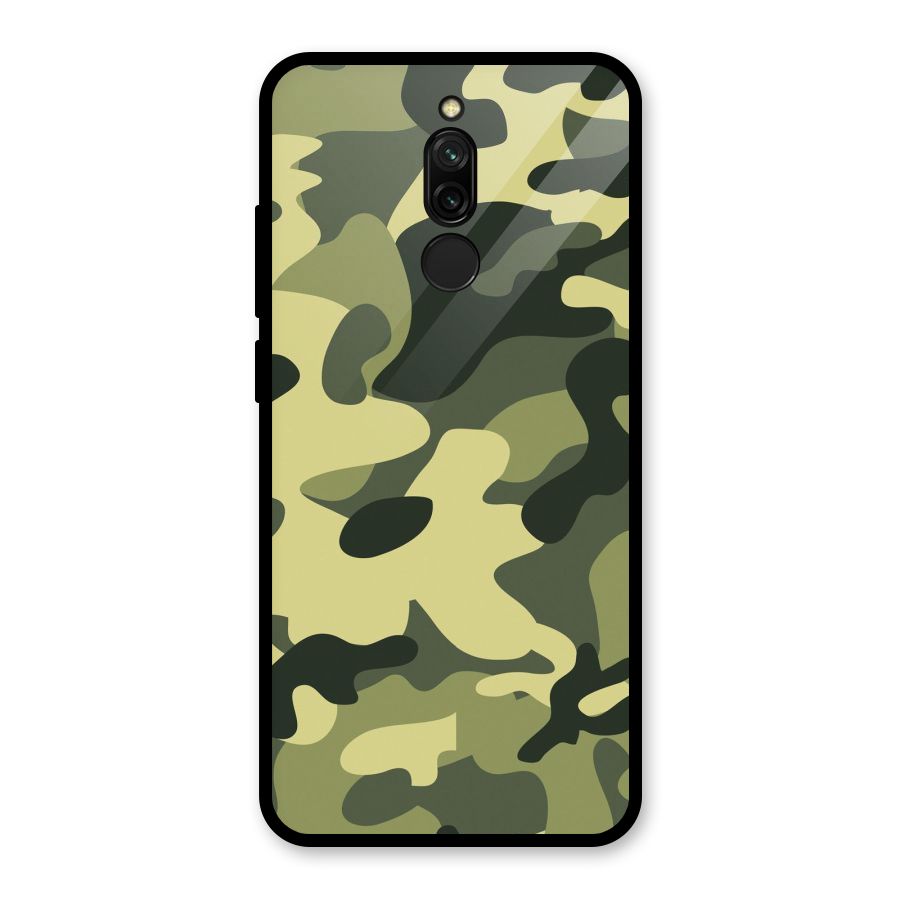 Green Military Pattern Glass Back Case for Redmi 8