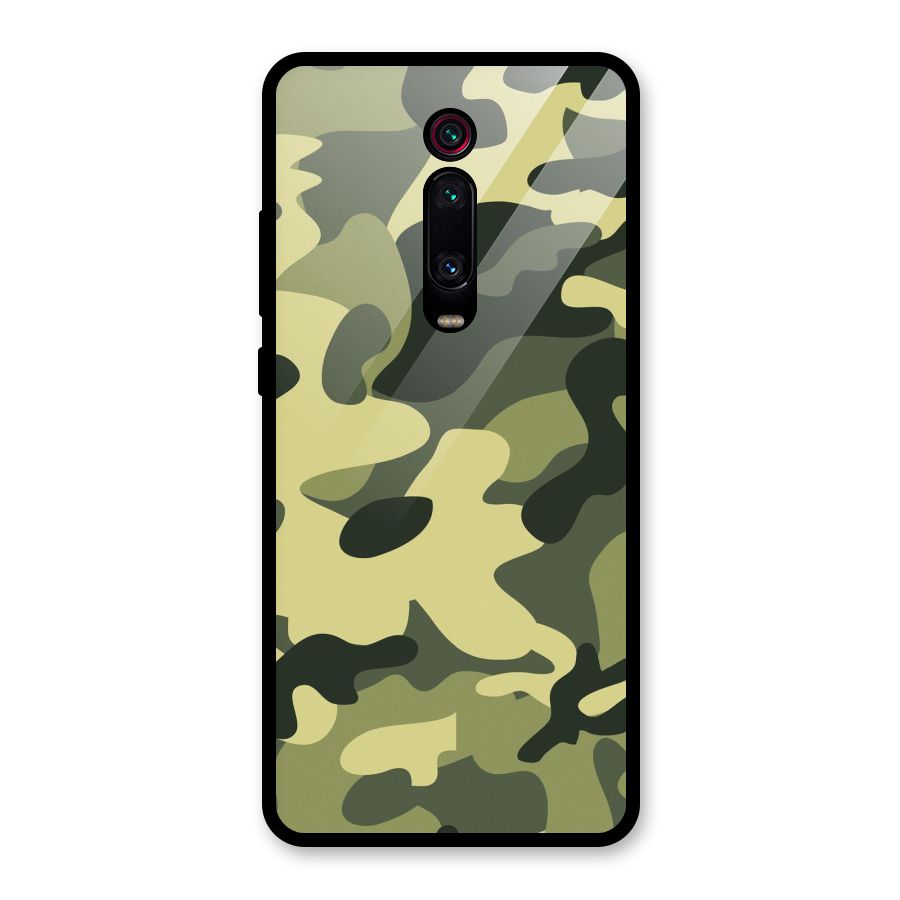 Green Military Pattern Glass Back Case for Redmi K20