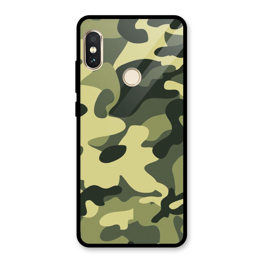 Green Military Pattern Glass Back Case for Redmi Note 5 Pro