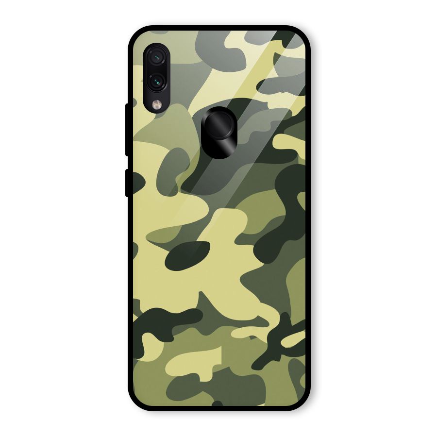 Green Military Pattern Glass Back Case for Redmi Note 7 Pro