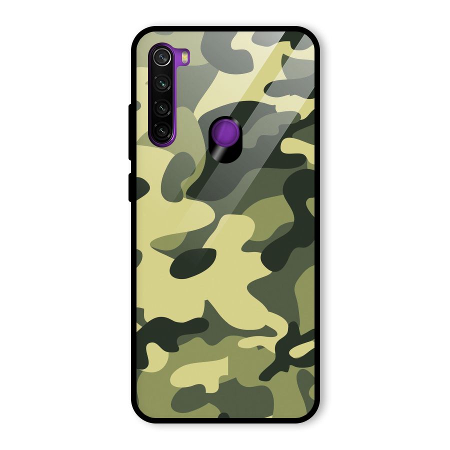 Green Military Pattern Glass Back Case for Redmi Note 8