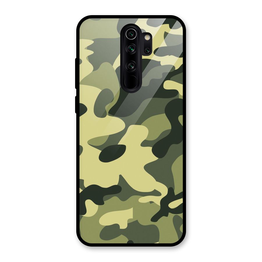 Green Military Pattern Glass Back Case for Redmi Note 8 Pro