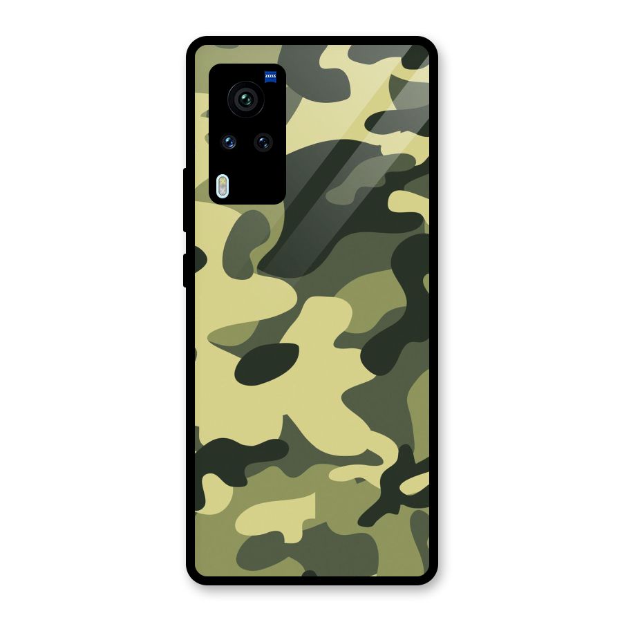 Green Military Pattern Glass Back Case for Vivo X60 Pro
