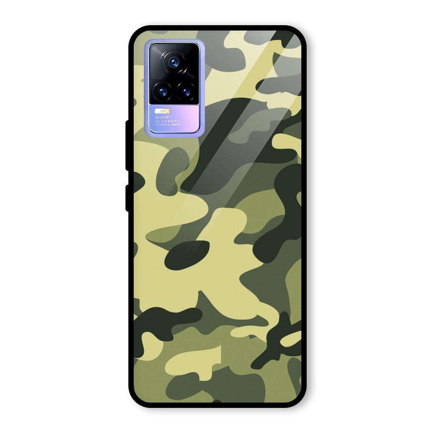 Green Military Pattern Glass Back Case for Vivo Y73