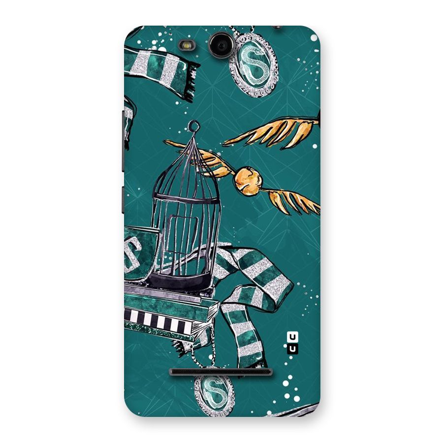 Green Scarf Back Case for Micromax Canvas Juice 3 Q392