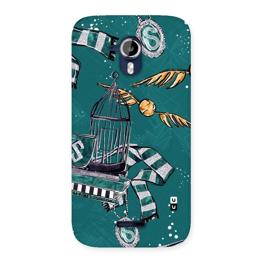 Green Scarf Back Case for Micromax Canvas Magnus A117