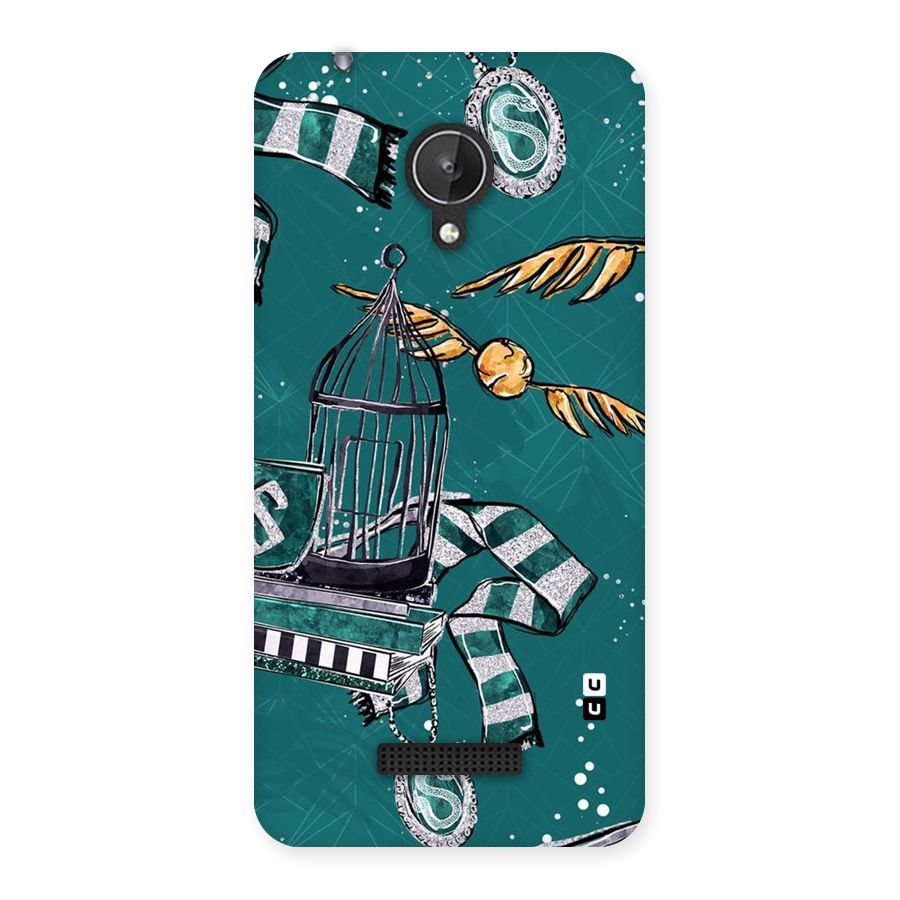 Green Scarf Back Case for Micromax Canvas Spark Q380