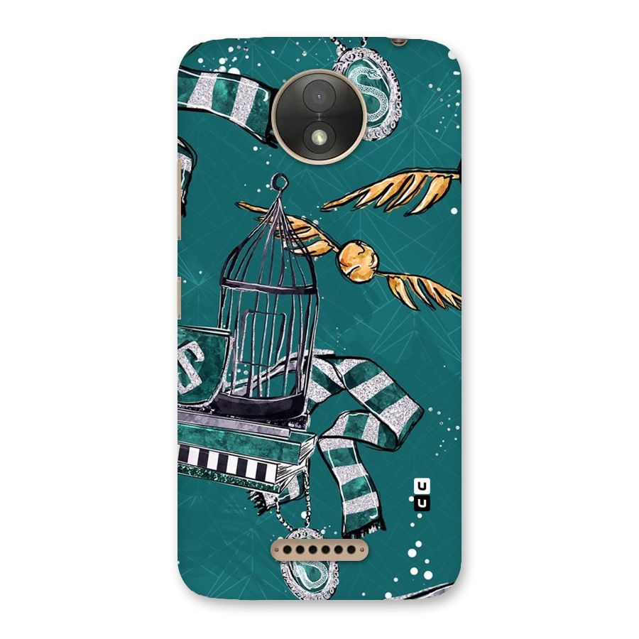 Green Scarf Back Case for Moto C Plus