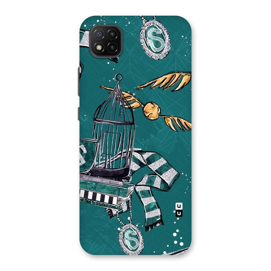 Green Scarf Back Case for Poco C3