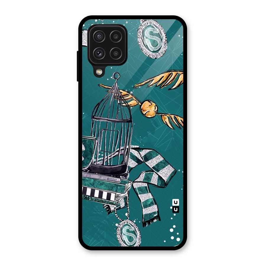 Green Scarf Glass Back Case for Galaxy A22 4G