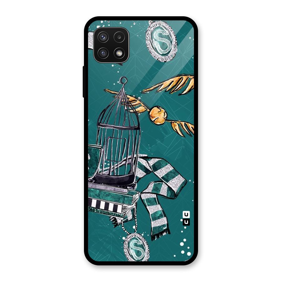 Green Scarf Glass Back Case for Galaxy A22 5G