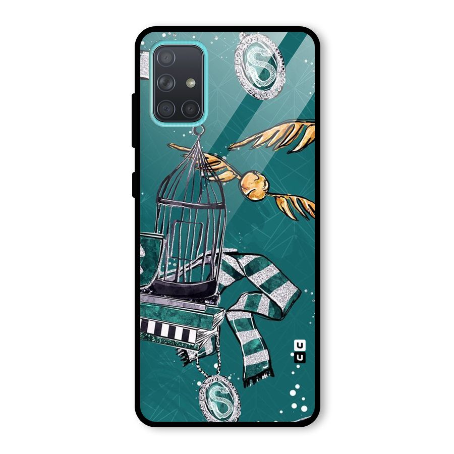 Green Scarf Glass Back Case for Galaxy A71
