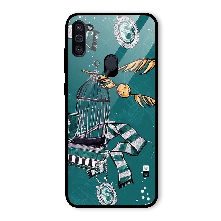 Green Scarf Glass Back Case for Galaxy M11