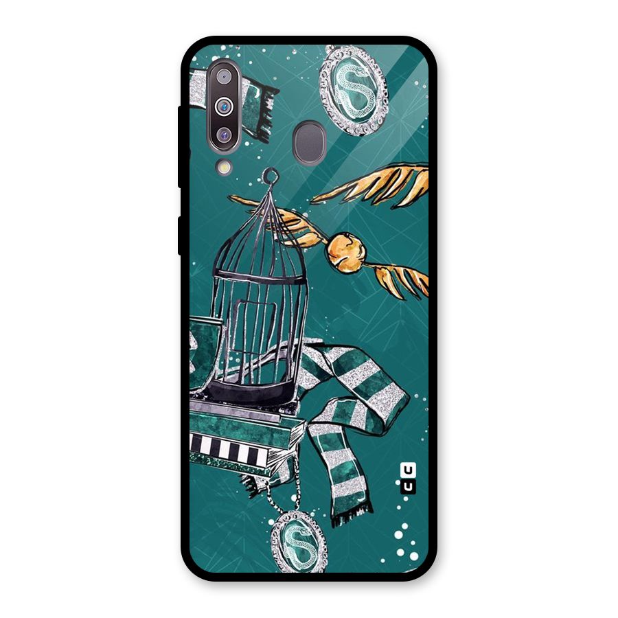 Green Scarf Glass Back Case for Galaxy M30
