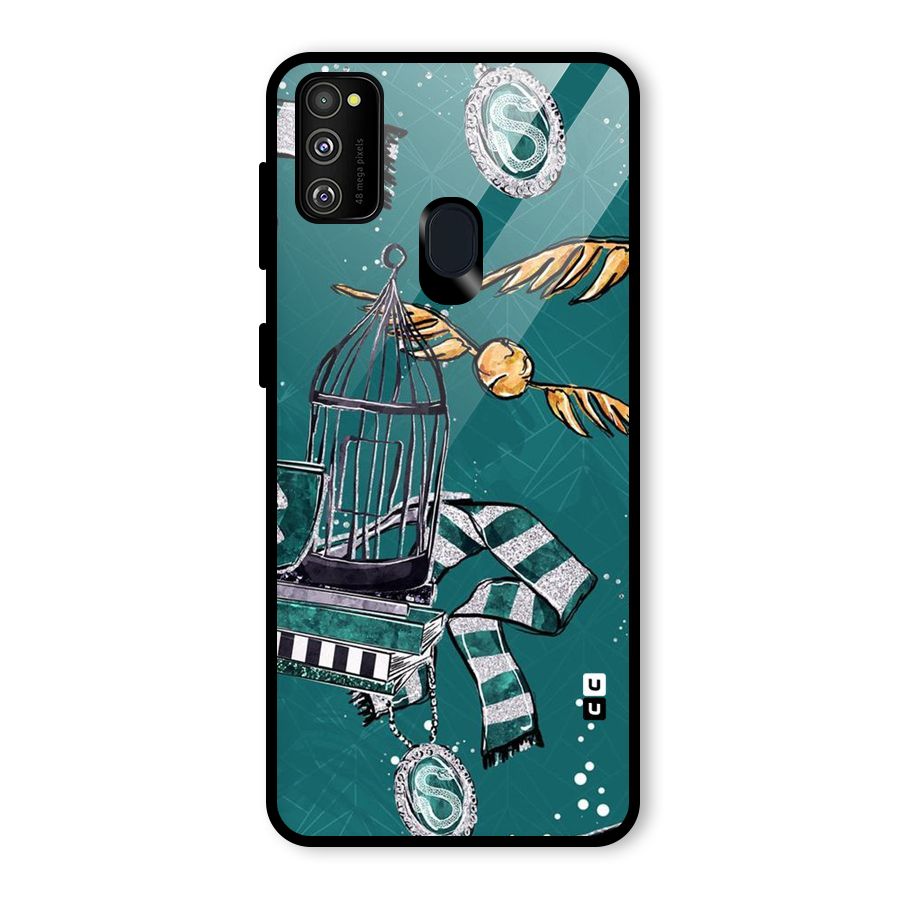 Green Scarf Glass Back Case for Galaxy M30s