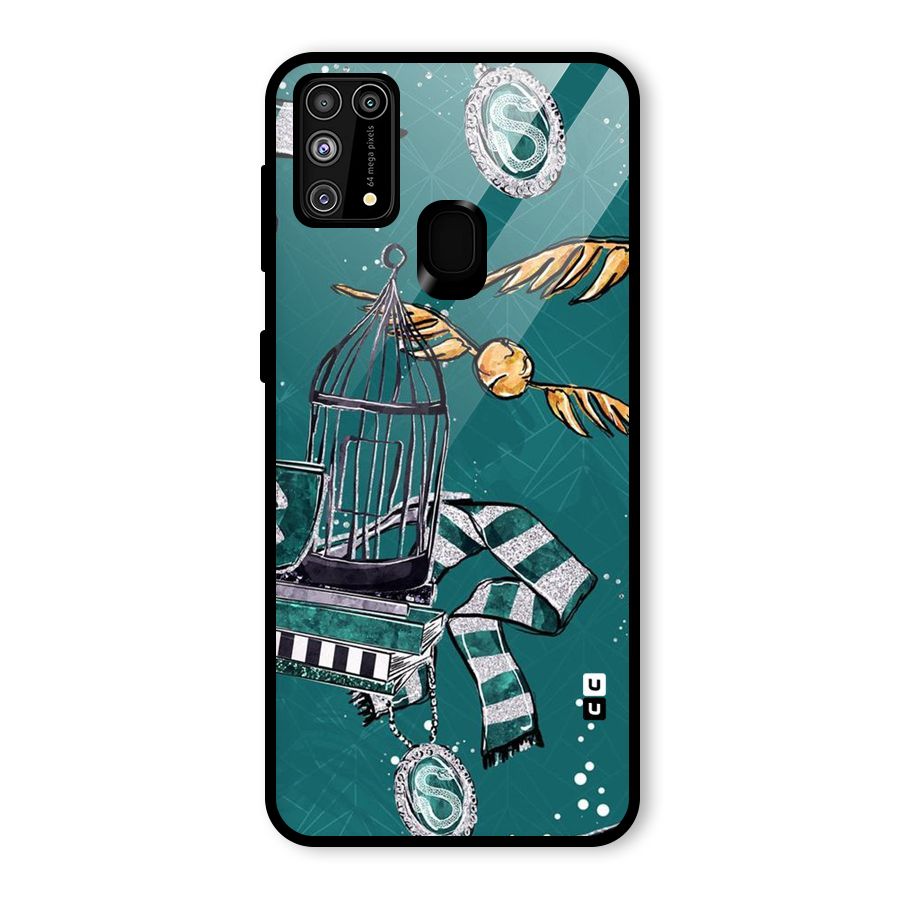 Green Scarf Glass Back Case for Galaxy M31